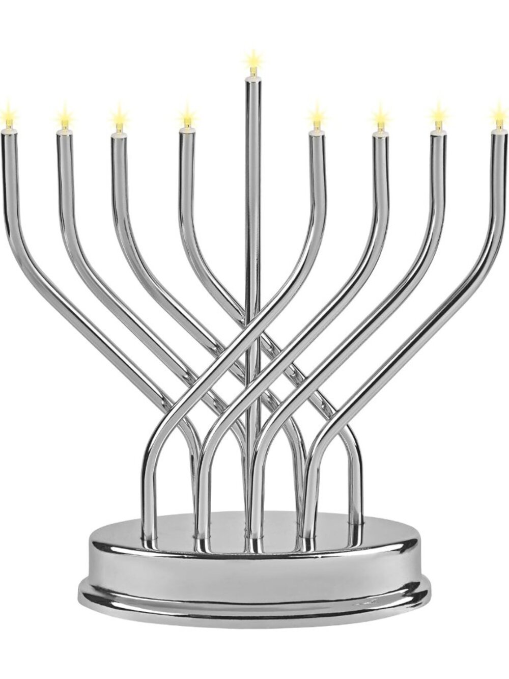 Contemporary Electric Menorah with LED Bulbs | Low Voltage Battery-Powered